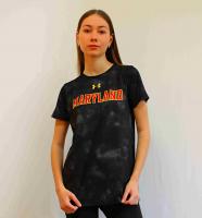 Футболка спортивная женская UNDER ARMOUR, черная с надписью Maryland, размер S/M