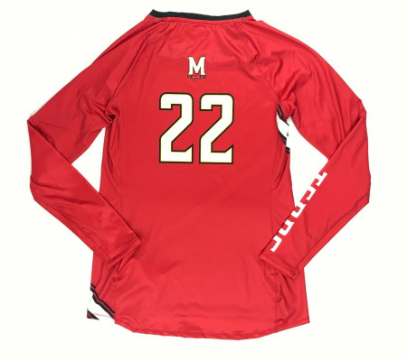 Майка тренировочная женская UNDER ARMOUR  с длинным рукавом, красная Maryland , размер S-M