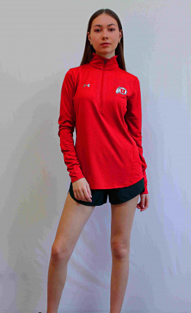Майка тренировочная женская UNDER ARMOUR  с длинным рукавом, красная "U", размер S-M