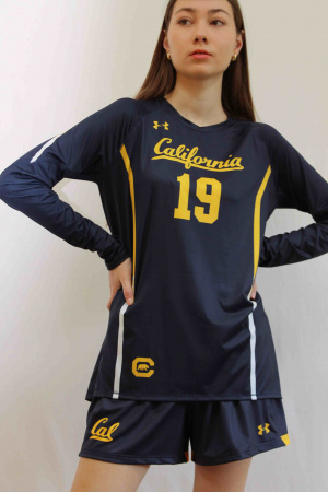 Майка с длинным рукавом Under Armour синяя с надписью California 19, р. М