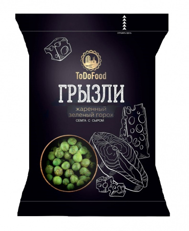 Жареный зеленый горох с сыром и семгой 35гр