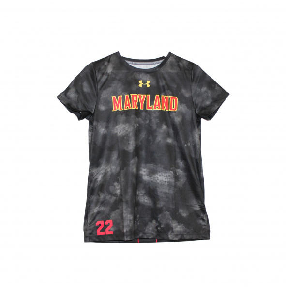 Футболка спортивная женская UNDER ARMOUR, черная с надписью Maryland, размер S/M