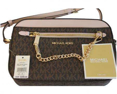 Сумка женская Michael Kors через плечо коричневая с розовым 