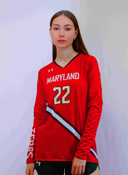 Майка тренировочная женская UNDER ARMOUR  с длинным рукавом, красная Maryland , размер S-M