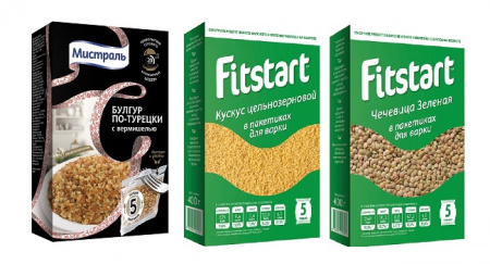Набор из 3 круп FITSTART: гречка зеленая, рис жасмин, чечевица 5х80гр