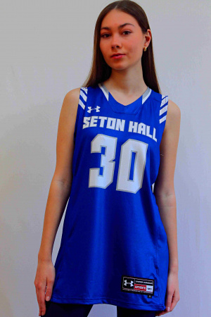 Майка без рукавов Under Armour синяя с бел SETON HALL 30, р.M
