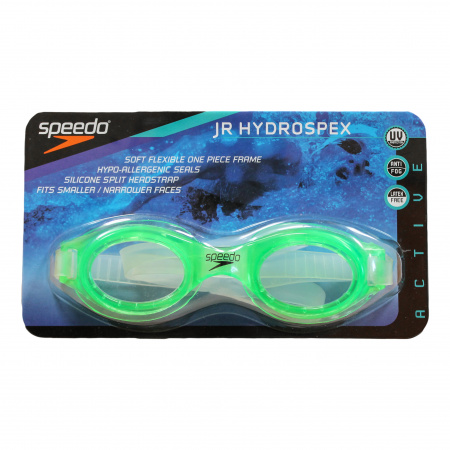 Очки для плавания Speedo JR Hydrospex прозрачный, оправа зеленая