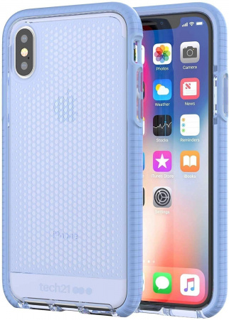 Чехол ударопрочный для iPhone X. Tech21. Evo Elite. Голубой-прозрачный