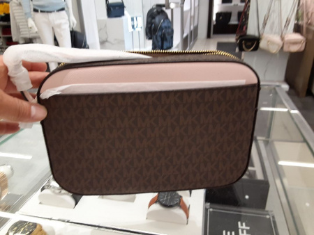 Сумка женская Michael Kors через плечо коричневая с розовым 
