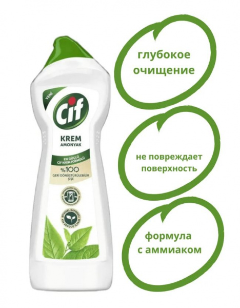 Чистящий крем для кухни CIF с аммиаком 500мл*2шт набор