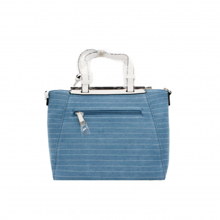 Женская сумка Christian LaCroix Giulia Satchel голубая с тонкой белой полоской, тканевая