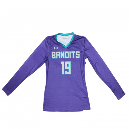 Майка с длинным рукавом Under Armour фиолетовая с надписью BANDITS 19, р.S/ М
