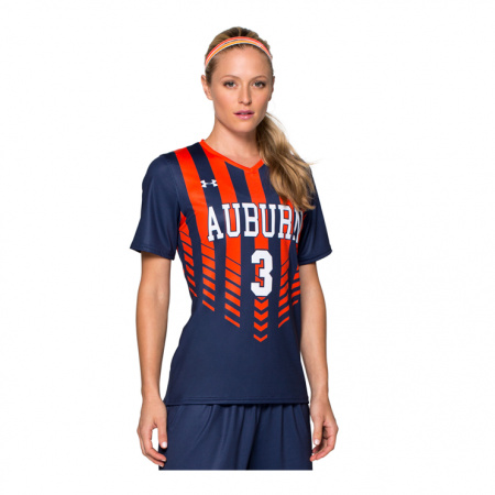Футболка спортивная женская UNDER ARMOUR, синяя с надписью Auburn, размер M