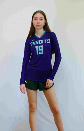 Майка с длинным рукавом Under Armour фиолетовая с надписью BANDITS 19, р.S/ М