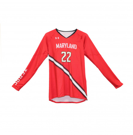 Майка тренировочная женская UNDER ARMOUR  с длинным рукавом, красная Maryland , размер S-M