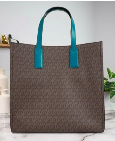Сумка женская Michael Kors большая коричневая с синими вставками