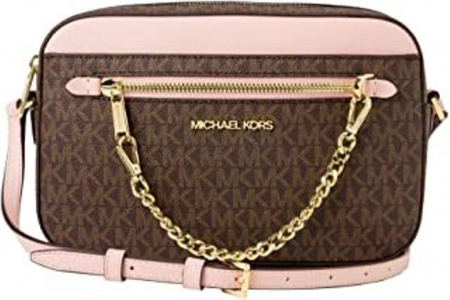 Сумка женская Michael Kors через плечо коричневая с розовым 